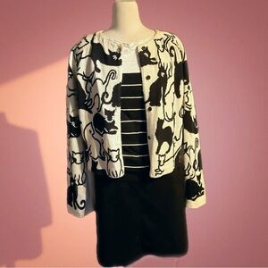 Michael Simon Collectable Vintage Women's Black and White Cat Sweater